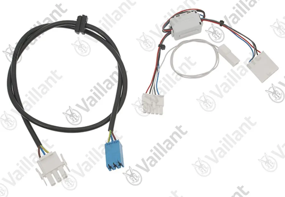 Vaillant Kabelbaum mit mehreren Steckverbindern und farbigen Drähten, geeignet für elektrische Verbindungen in Heizsystemen.